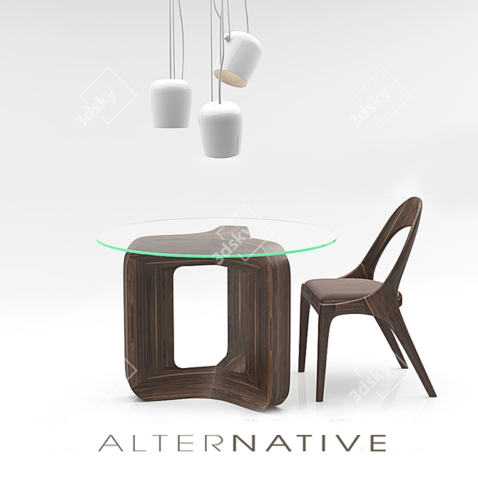 Modern Round Table Set 3D model image 1
