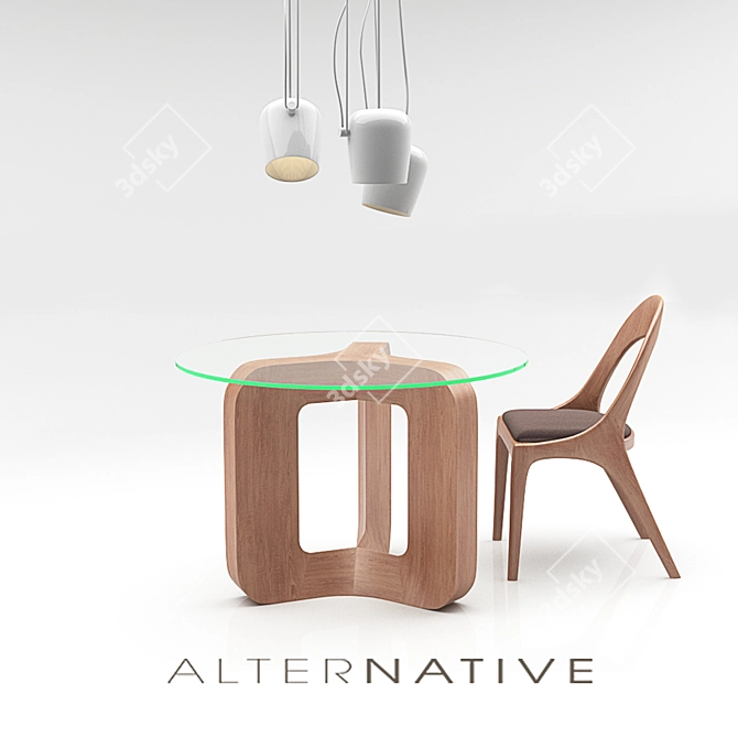 Modern Round Table Set 3D model image 2