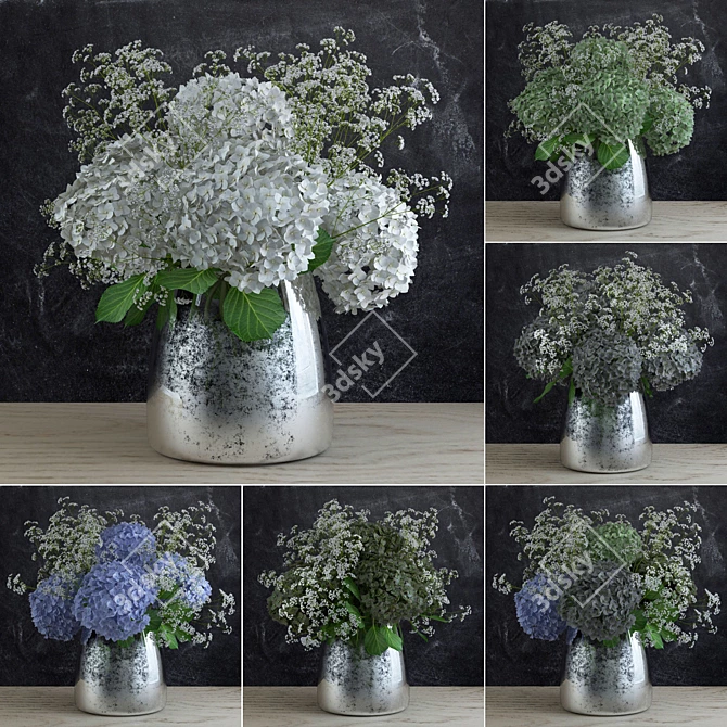 Whimsical Hydrangea Bouquet 3D model image 1