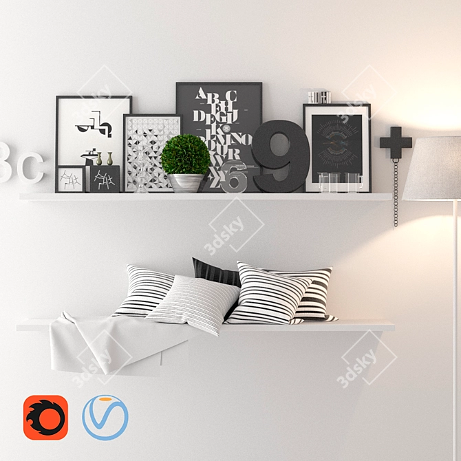 Stylish Home Décor Set 3D model image 1