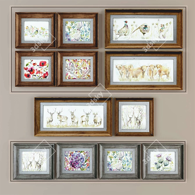 2 Beautiful Art Prints 3D model image 1