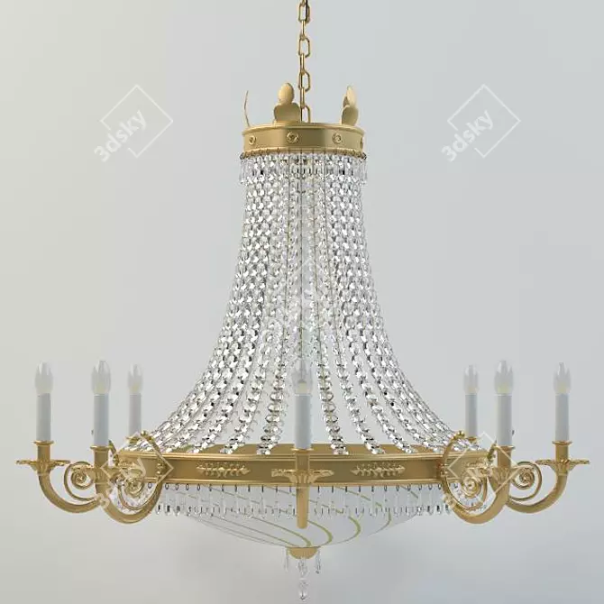 Elegant Gold Chandelier: Orion LU 3D model image 1