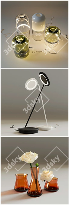 Modern Glass Lighting Set 3D model image 2