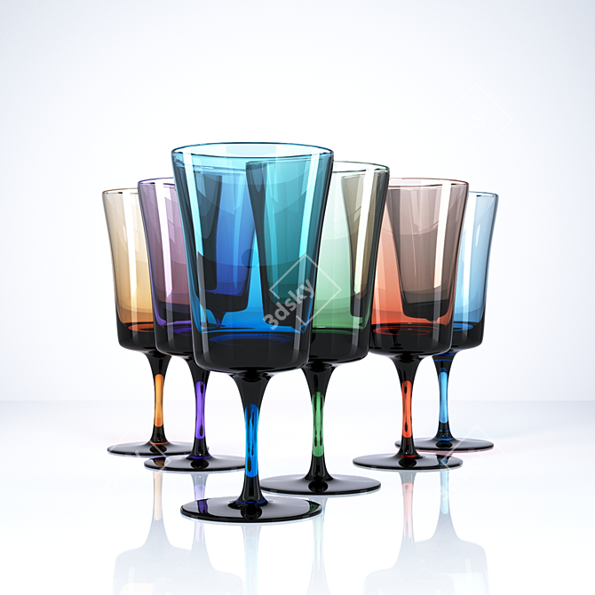 Title: Colorful Glass Stemware 3D model image 1