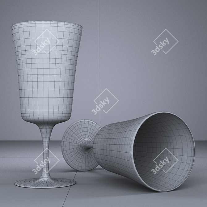 Title: Colorful Glass Stemware 3D model image 2