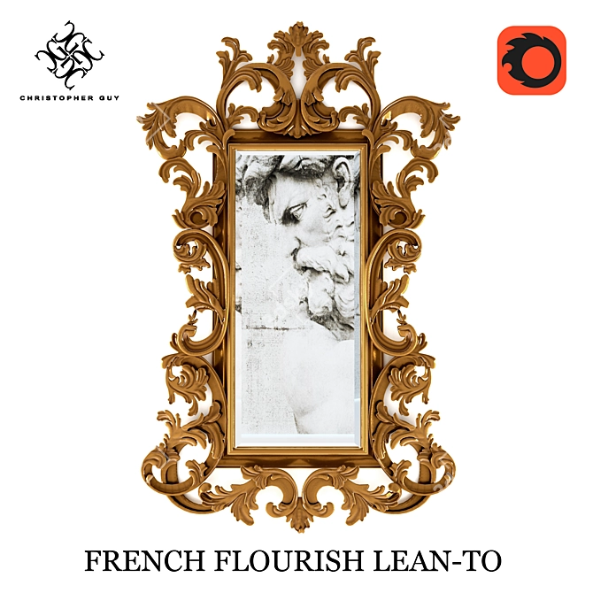 Elegant French Flourish Lean-To Mirror 3D model image 1