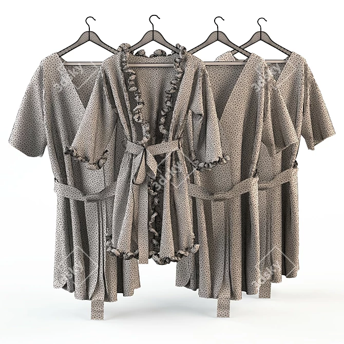 Title: Elegant Silk Gowns Set 3D model image 2
