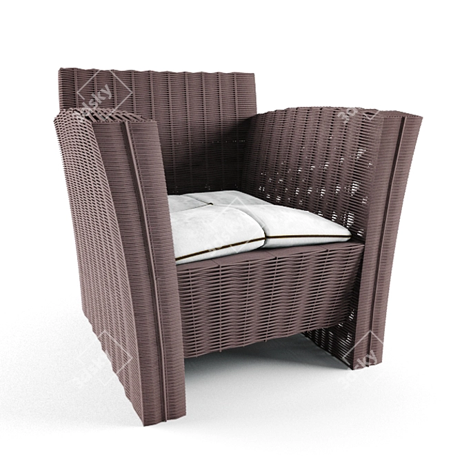 Elegant Rattan Chair: Customizable & Detailed 3D model image 1