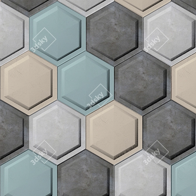 Modern Concrete Wall Tile 3D model image 1