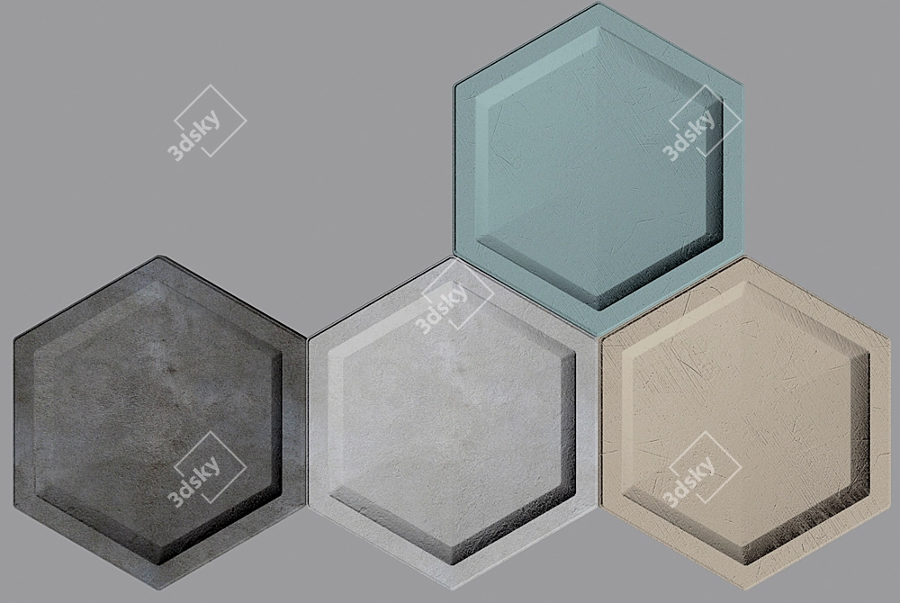 Modern Concrete Wall Tile 3D model image 3