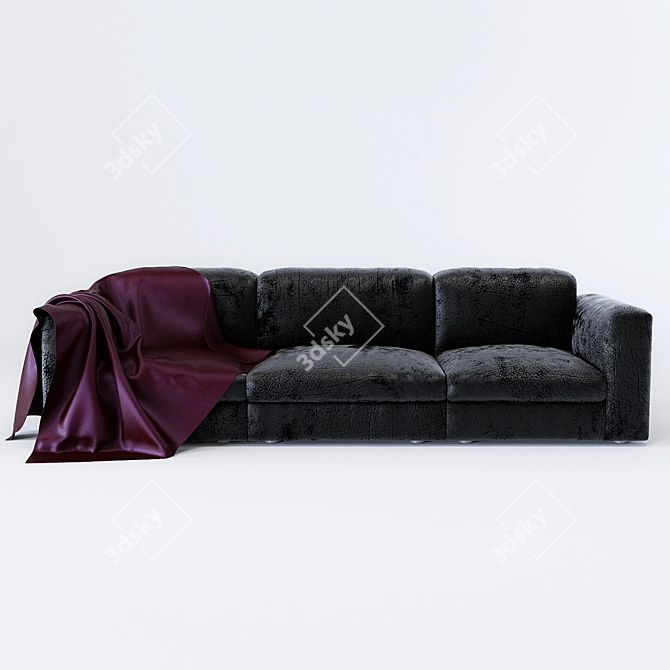 Satin Covered Leather Couch 3D model image 1