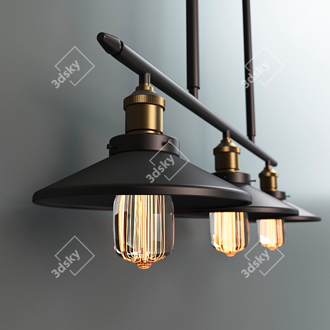 Moderno Ceiling Light Crossbar 3D model image 2