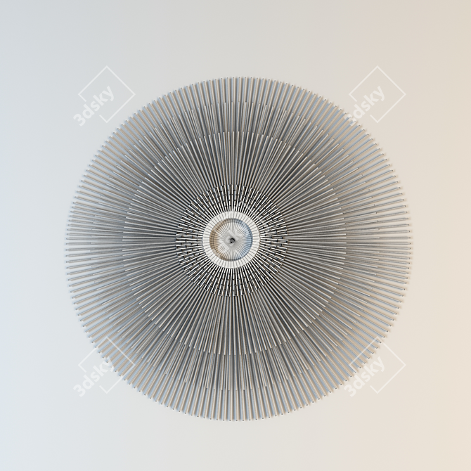 Stylish Starburst Round Wall Mirror 3D model image 2