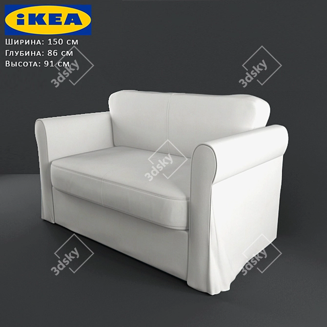 Stylish 2-Seater Sofa Bed 3D model image 1