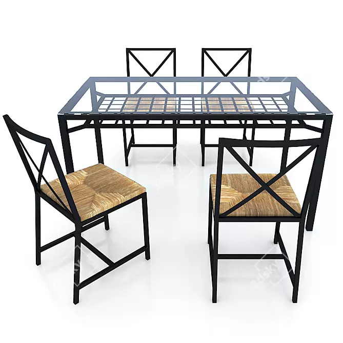 IKEA GRANAS Table Set with Chairs 3D model image 1