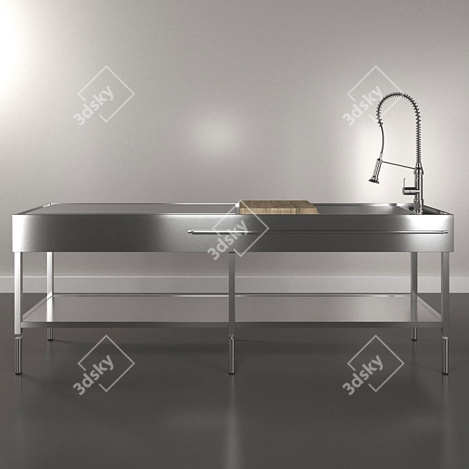 Stainless Steel Industrial Kitchen 3D model image 1