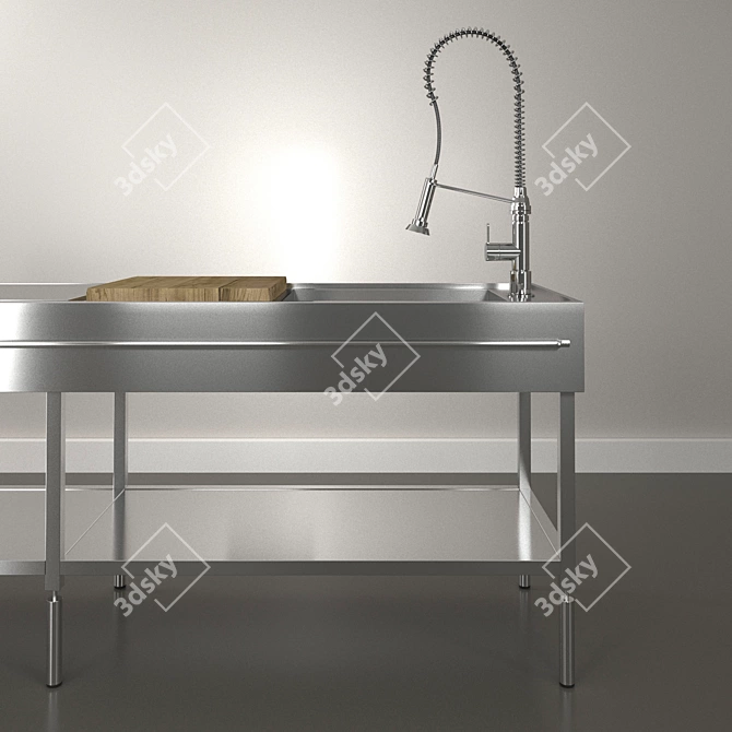 Stainless Steel Industrial Kitchen 3D model image 2