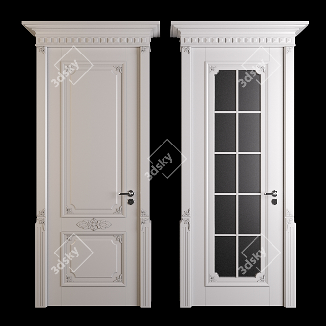 Elegant Vintage Door 3D model image 1