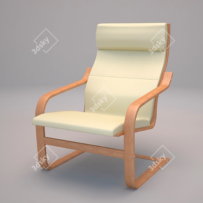 Elegant Poeng Chair: Perfect Comfort 3D model image 1