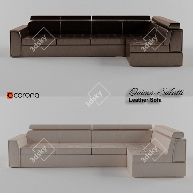 Elegant Leather Sofa: Timeless Comfort 3D model image 1