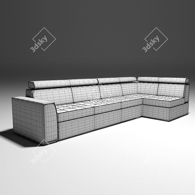 Elegant Leather Sofa: Timeless Comfort 3D model image 3
