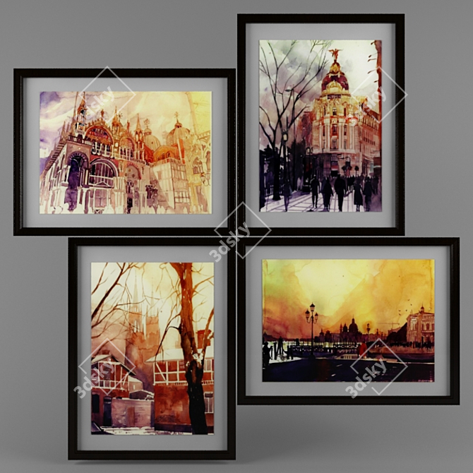 Elegant Framed Artwork Display 3D model image 1