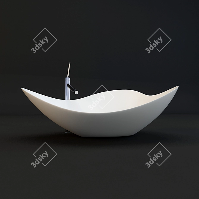 Modern Rustic Ceramic Sink 3D model image 2