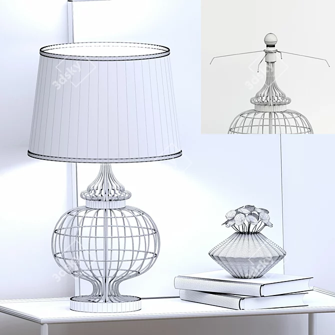 Title: Elegant Console Set: Lamp, Vase, Books 3D model image 3