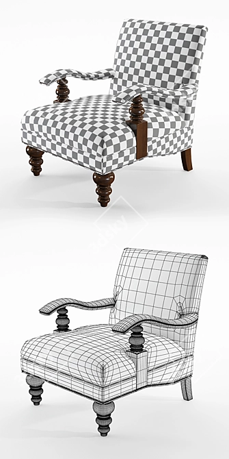 Luxury Hooker Imperial Regal Club Chair 3D model image 3