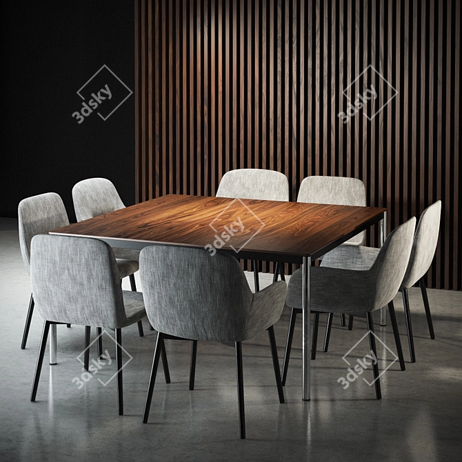 Modern Elegance: Minotti Flavin Chair & Jorn Table 3D model image 2