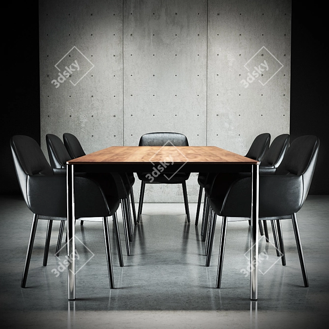 Modern Elegance: Minotti Flavin Chair & Jorn Table 3D model image 3