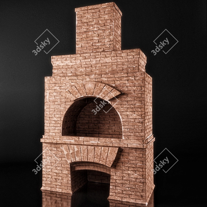 Brick BBQ Grill: Charcoal Cooking 3D model image 1