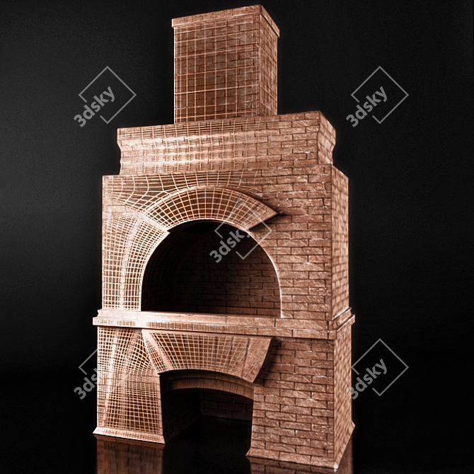 Brick BBQ Grill: Charcoal Cooking 3D model image 2