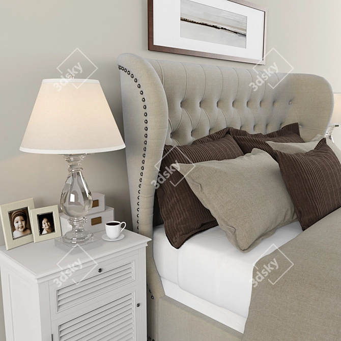 Refined Restoration: Churchill Fabric Sleigh Bed 3D model image 2