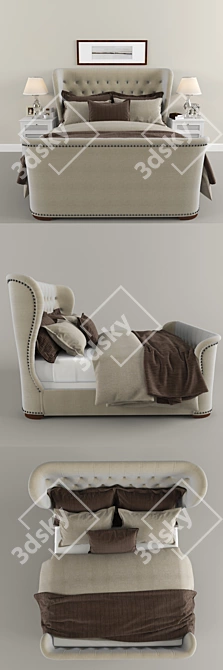 Refined Restoration: Churchill Fabric Sleigh Bed 3D model image 3