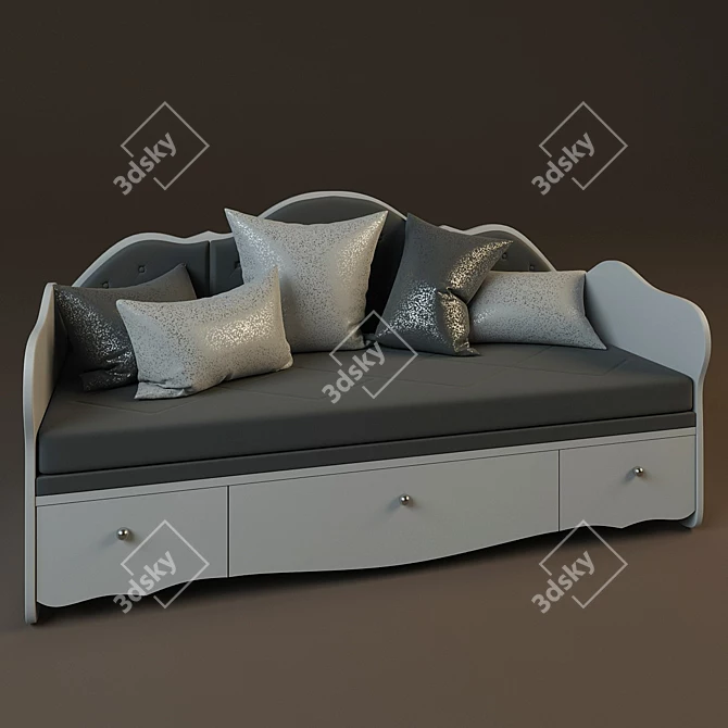 Glamour King Bed: Stylish Luxury 3D model image 1