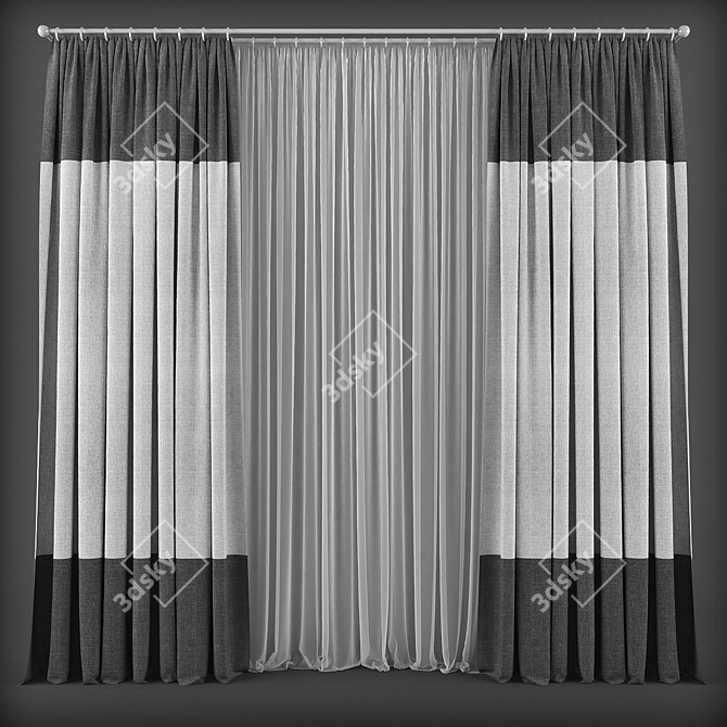 Modern Style Curtains 3D model image 1