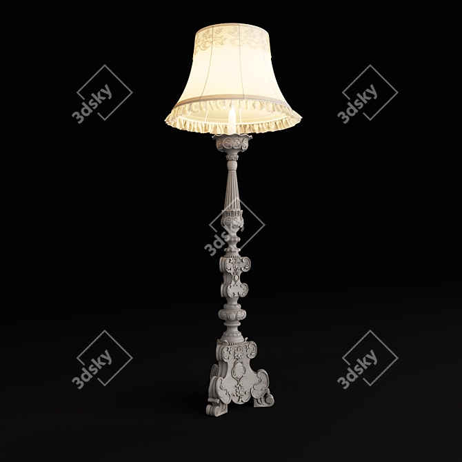 Elegant Carved Torchiere 3D model image 1