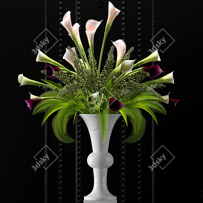 Elegant Blossom Vase Duo 3D model image 1