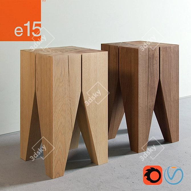 Modern e15 Backenzahn Stool 3D model image 1