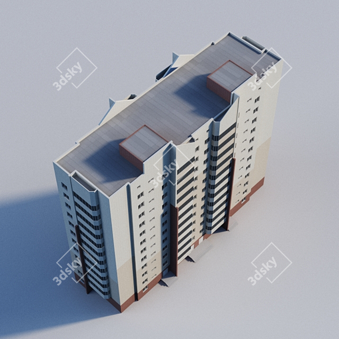 12-Storey House on Geologov Street 3D model image 2