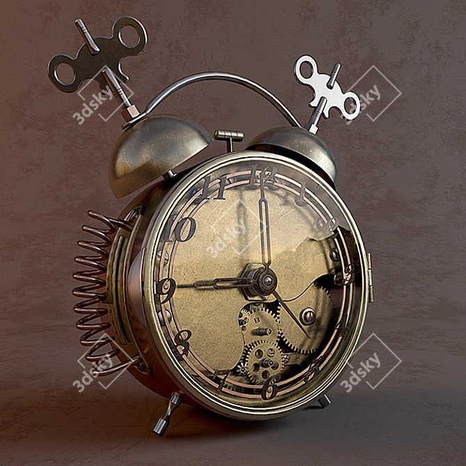 Steampunk Alarm Clock 3D model image 1