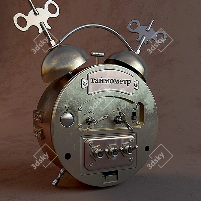 Steampunk Alarm Clock 3D model image 2