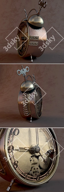 Steampunk Alarm Clock 3D model image 3