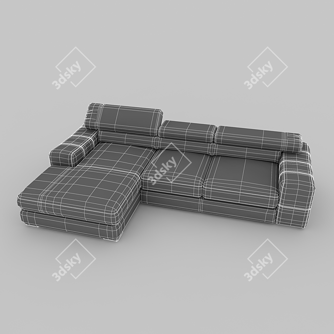 Luxury Leather Sofa with Ottoman 3D model image 2