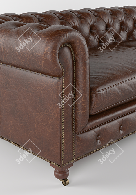 Vintage Cigar Leather Kensington Sofa 3D model image 3