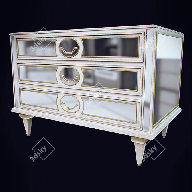 Elegant White Wood Bed Stand 3D model image 1