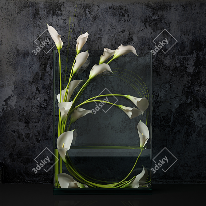 Title: Elegant Pink Calla Lily Bouquet 3D model image 1