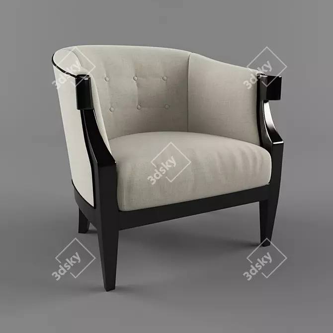 Elegant Black Biedermeier Armchair 3D model image 1