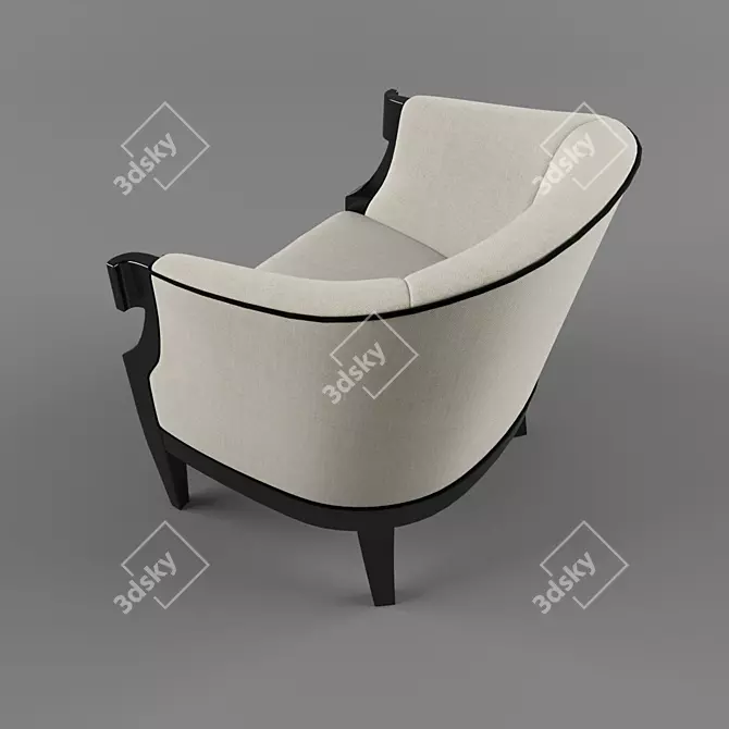 Elegant Black Biedermeier Armchair 3D model image 3